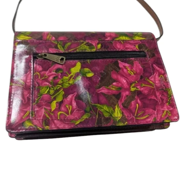 Patricia Nash Bougainvilleas Along The Coast Floral Leather Crossbody Bag